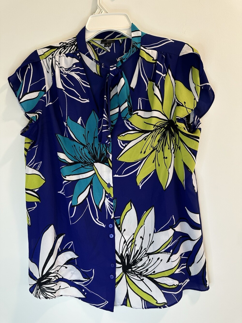 Worthington Women’s Royal Blue(multi) Short Sleeves Top - Size L